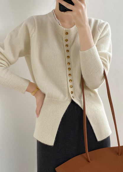 French Beige O Neck Button Knit Cardigan Top Fall WR016 HS-NCT241103