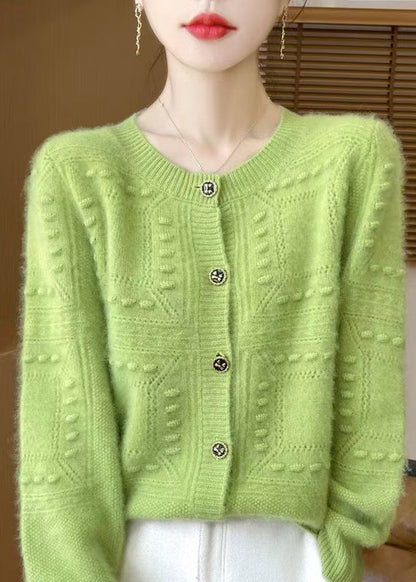 French Beige O Neck Jacquard Wool Cardigan Spring TQ021 ABC