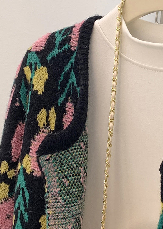 French Beige Oversized Jacquard Knit Cardigan Spring TM035 ABC