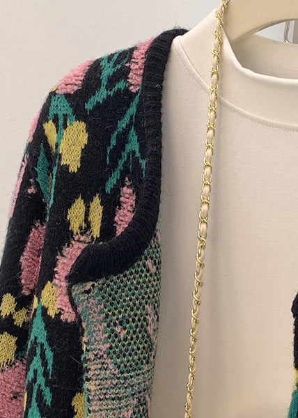 French Beige Oversized Jacquard Knit Cardigan Spring TM035 ABC