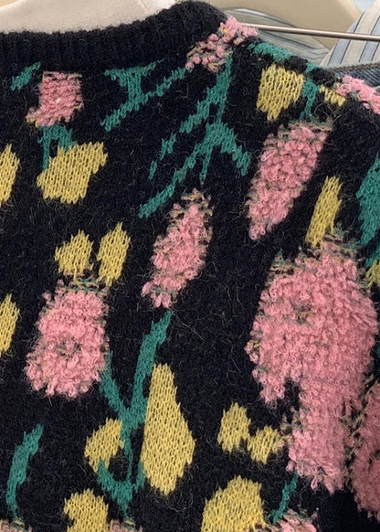 French Beige Oversized Jacquard Knit Cardigan Spring TM035 ABC