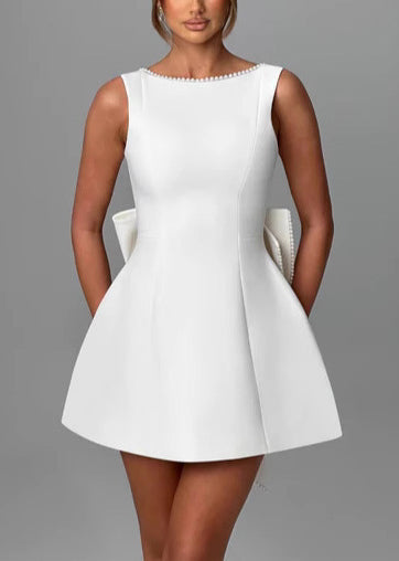 Backess Dresses Mini Summer Bow Cotton Black French FashionChic