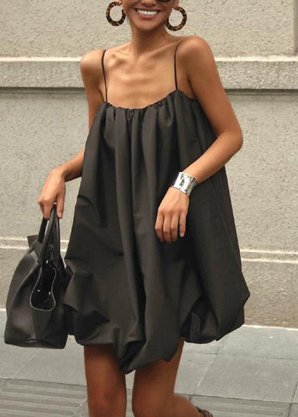 Cotton French Dress Summer Strap Black Spaghetti FashionChic