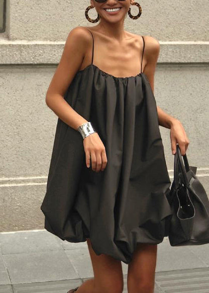 Cotton French Dress Summer Strap Black Spaghetti FashionChic