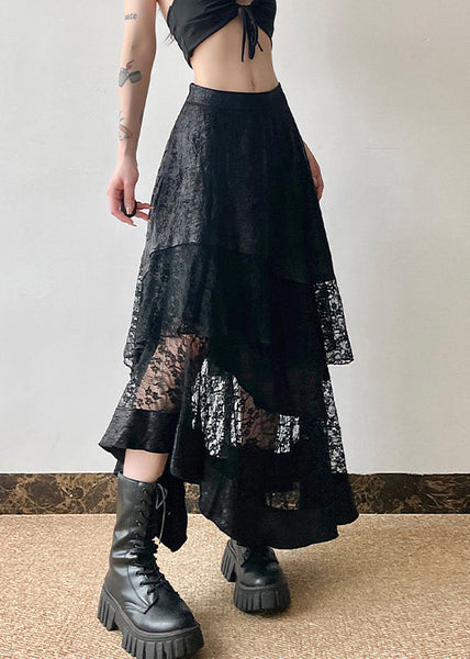 French Black High Waist Patchwork Lace Skirts Summer AW1018 OM-NZ240827
