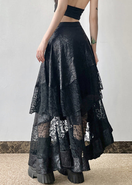 French Black High Waist Patchwork Lace Skirts Summer AW1018 OM-NZ240827