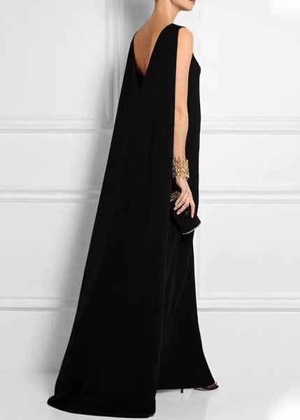 High Ankle Black French Dress Cotton Sleeveless Solid Waist FashionChic