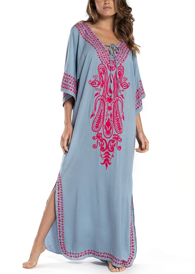 French Black Lace Up Side Open Cotton Long Dresses Summer AA1052 Ada Fashion