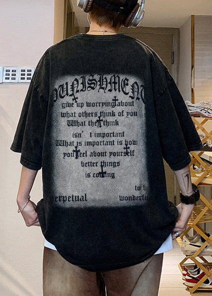 French Black Letter Original Design Cotton Mens T Shirts Summer YL003 ABC