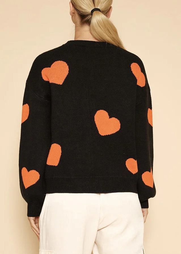 French Black O Neck Cozy Knit Sweaters Long Sleeve AE1032 OM-HW240901