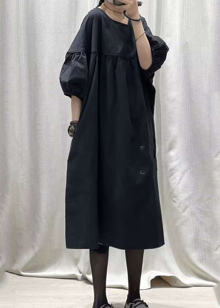 French Black O-Neck Patchwork Long Dresses Summer GH1010 Ada Fashion