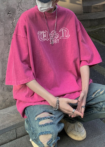 T Neck Half Black Print Sleeve Men O French Cotton Shirt FashionChic