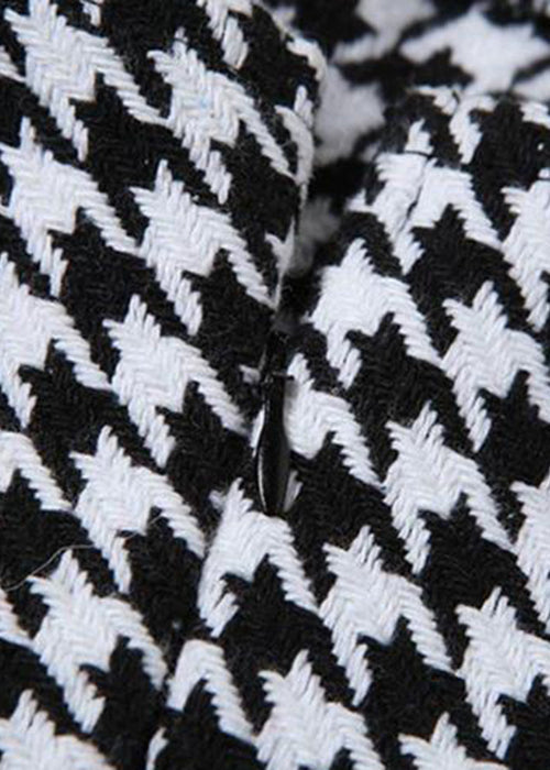 Mini Zippered Dresses Black Plaid French Sleeveless Cotton FashionChic