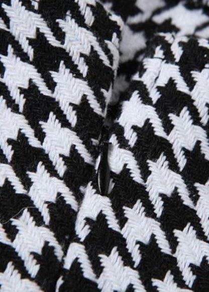 Mini Zippered Dresses Black Plaid French Sleeveless Cotton FashionChic