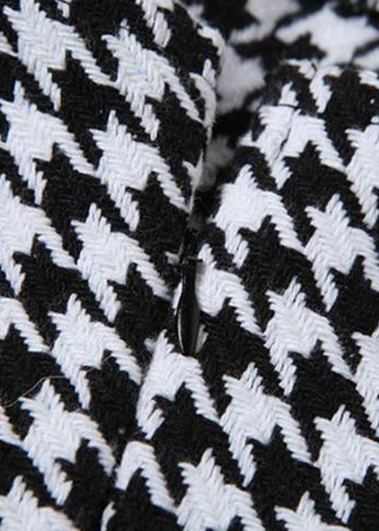 Mini Zippered Dresses Black Plaid French Sleeveless Cotton FashionChic