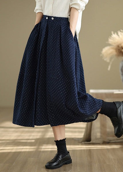 Waist Pockets Line Summer French Dot Elastic Black A Skirts FashionChic