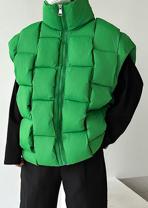 French Black Stand Collar Zip Up Cotton Filled Men Waistcoat Sleeveless EQ025 ABC