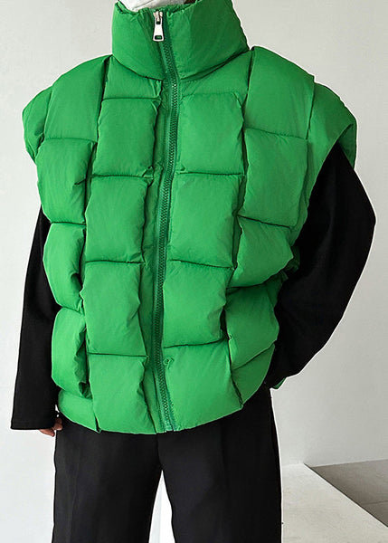 French Black Stand Collar Zip Up Cotton Filled Men Waistcoat Sleeveless EQ025 ABC