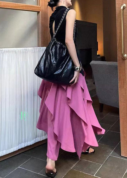 French Black Tops And Ruffled Skirts Two Pieces Summer BV065 MZF-TPIEC240702