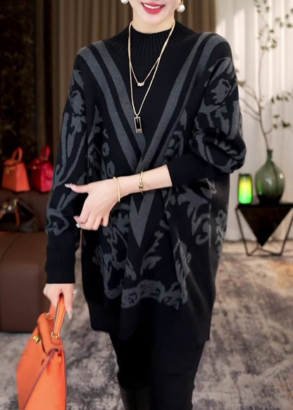 French Black Turtleneck Cozy Knit Sweaters Batwing Sleeve RF020 ABC