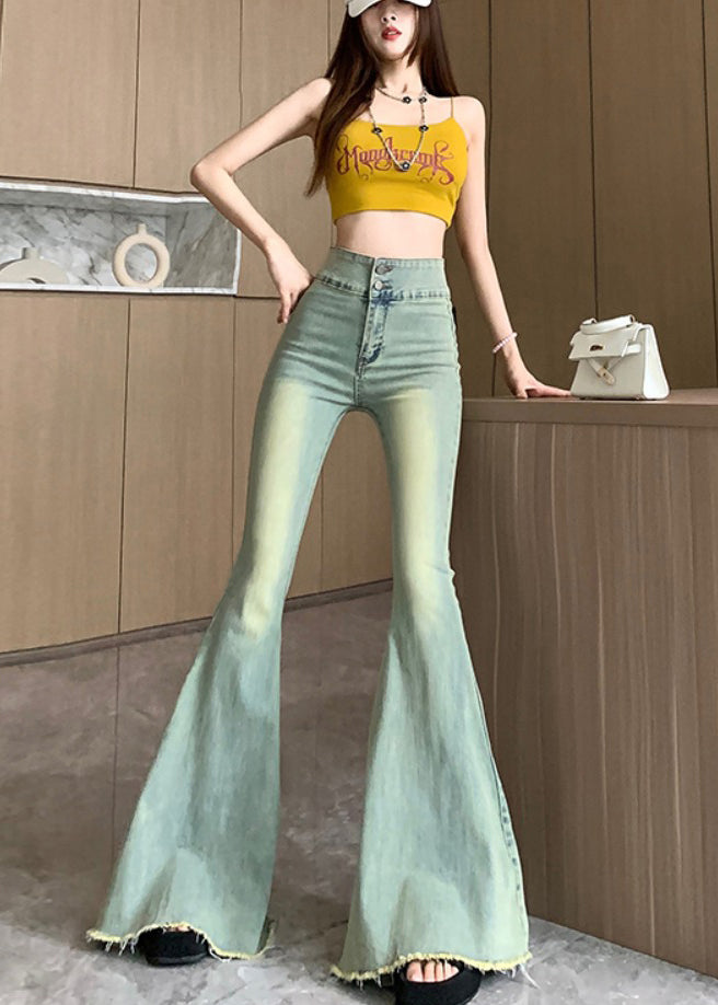 French Blue High Waist Denim Bell-bottom Trousers Spring YP028 ABC