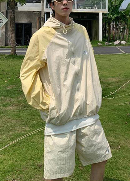 Coat Hooded Blue Silk 50+ Ice UPF Patchwork Two Mens French FashionChic