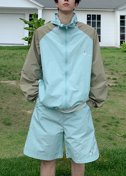 Coat Hooded Blue Silk 50+ Ice UPF Patchwork Two Mens French FashionChic