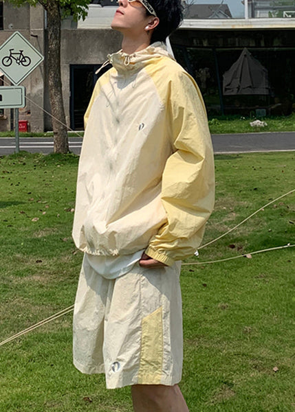 Coat Hooded Blue Silk 50+ Ice UPF Patchwork Two Mens French FashionChic