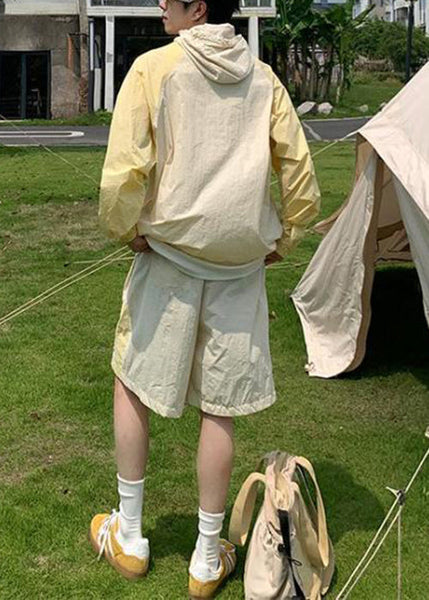 Coat Hooded Blue Silk 50+ Ice UPF Patchwork Two Mens French FashionChic