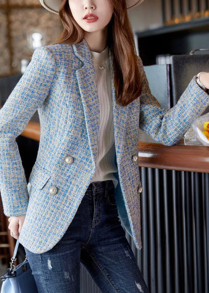 French Blue Notched Woolen Formal Coats Spring YJ039 ABC