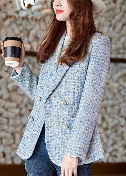 French Blue Notched Woolen Formal Coats Spring YJ039 ABC