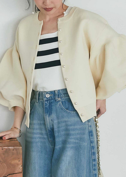 French Blue O Neck Patchwork Cotton Jackets Lantern Sleeve WE023 HS-CTS241028