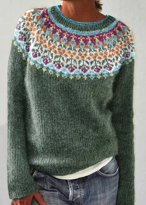 French Blue O Neck Patchwork Knit Sweaters Fall QA011 OM-BB241009