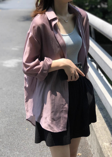 French Blue Peter Pan Collar Lace Up Silk Shirt Spring KK020 SH-LF-LTP240602