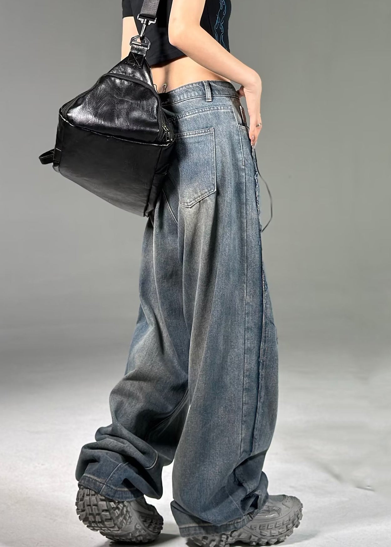 French Blue Pockets High Waist Neutral Denim Pants Summer PP018 OM-NZ240827