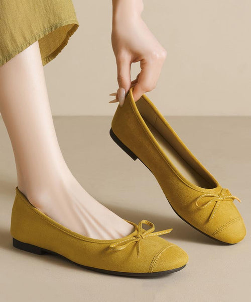 Splicing Loafers Suede Bow French Blue Comfy Penny FashionChic