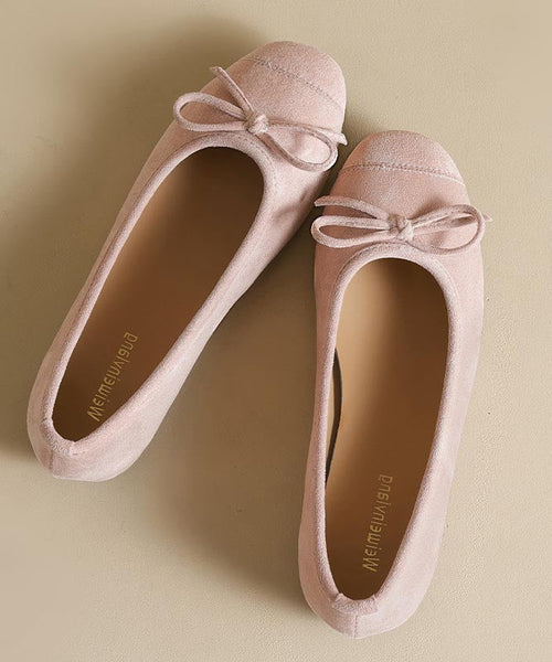 Splicing Loafers Suede Bow French Blue Comfy Penny FashionChic