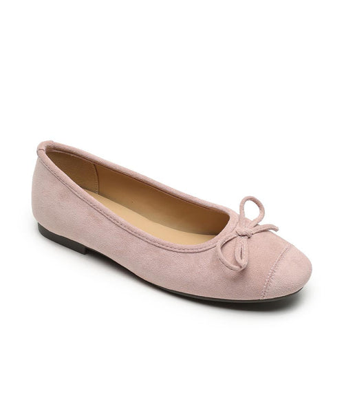 Splicing Loafers Suede Bow French Blue Comfy Penny FashionChic