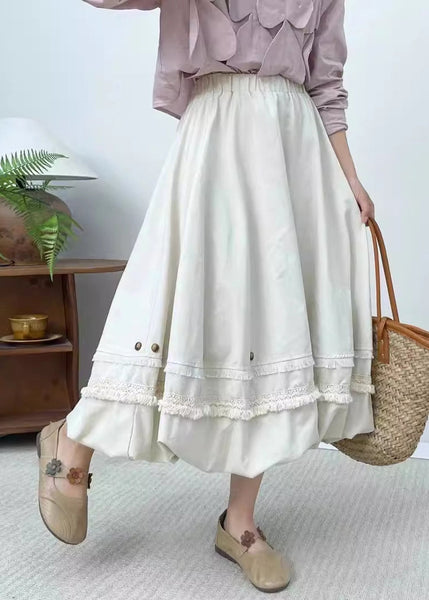 French Coffee Patchwork Elastic Waist Skirts Summer BV051 MZF-SKTS240702