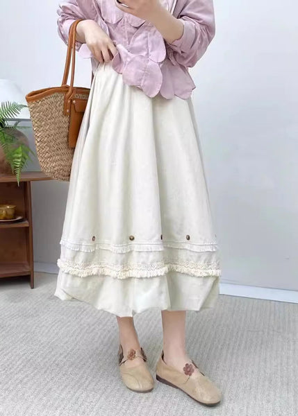 French Coffee Patchwork Elastic Waist Skirts Summer BV051 MZF-SKTS240702