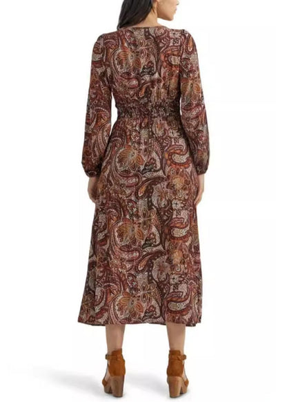 French Coffee V Neck Front Open Cotton Long Dress Fall AU1025 OM-ZS240902