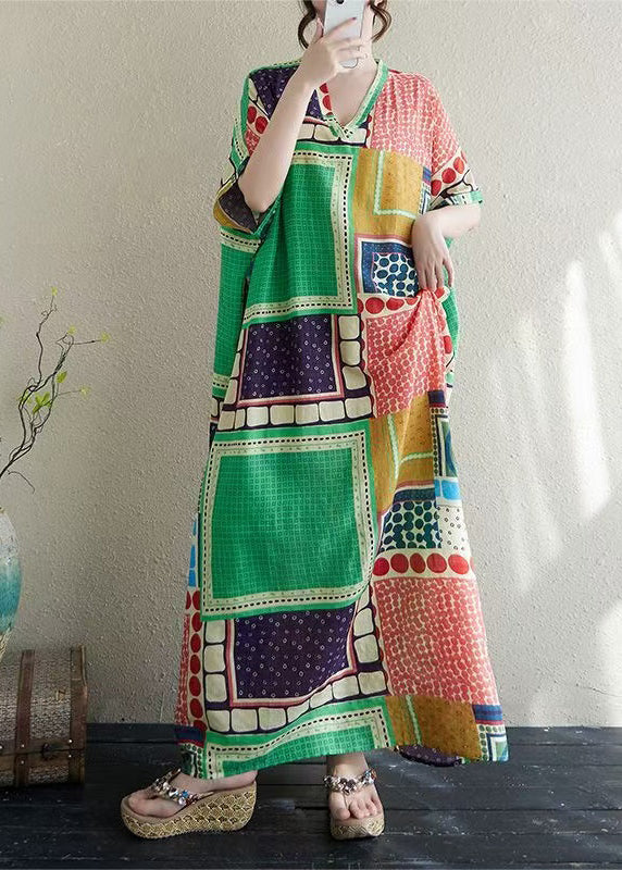 Dress Vacation Colorblock French Print Cotton Oversized Summer FashionChic