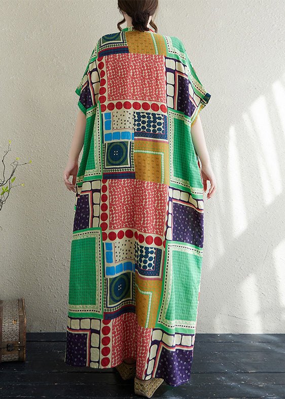 Dress Vacation Colorblock French Print Cotton Oversized Summer FashionChic