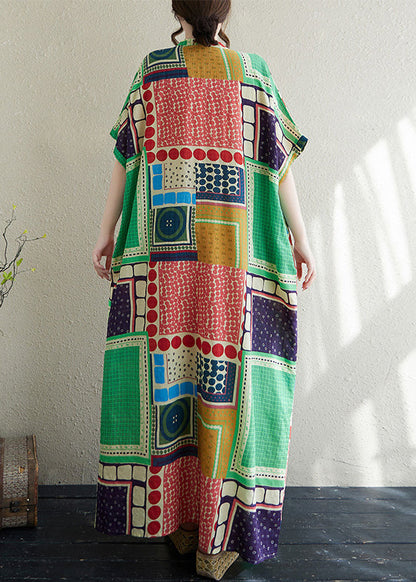 Dress Vacation Colorblock French Print Cotton Oversized Summer FashionChic