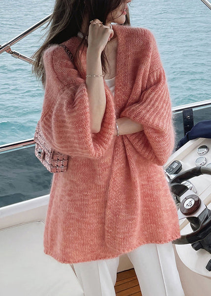 French Cozy Plus Size Pomelo Red Woolen Cardigans Fall WE024 HS-NCT241028