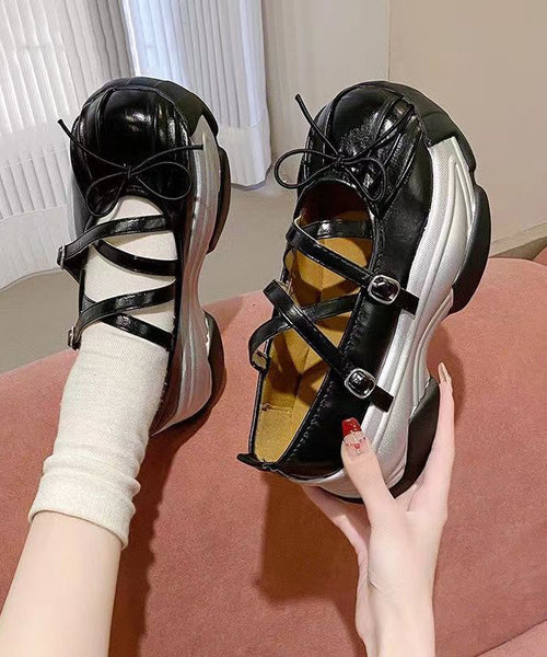 French Cute Platform Shoes With Butterfly Cross Buckle JJ022 Shoe-PDX240609