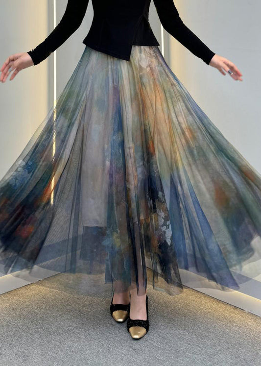 Maxi Grey Dark Waist Tulle Elastic French Skirt Summer FashionChic