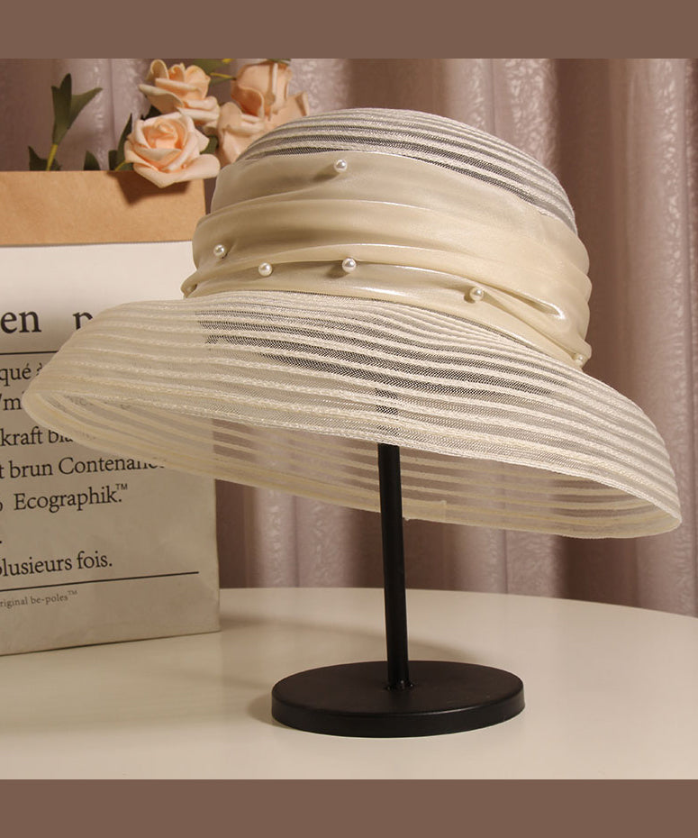 French Elegant Black Tulle Nail Bead Bucket Hat Summer II046 hat-HAT240825