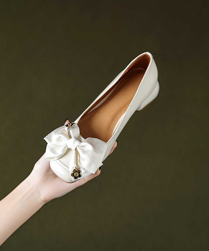 French Fashion Grey Bow Splicing Penny Loafers QK032 shoe-PDX241013