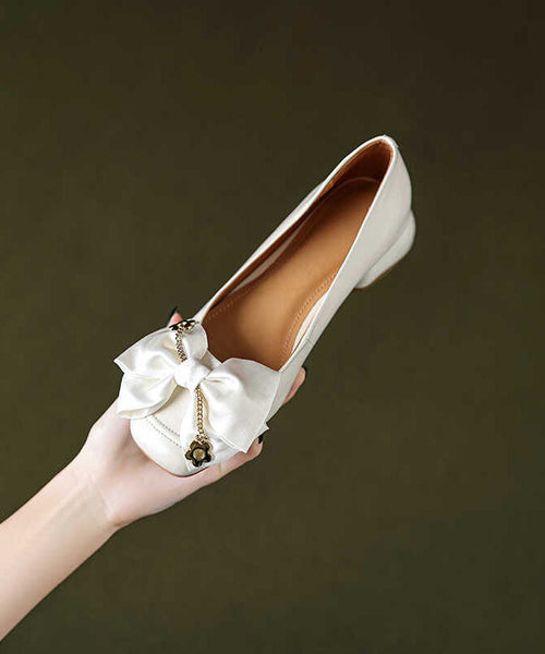 French Fashion Grey Bow Splicing Penny Loafers QK032 shoe-PDX241013